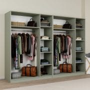 Lucas 6 Kapaklı, 12 Raf Bölmeli, Askılıklı Geniş Elbise Dolabı, Gardırop, Yeşil 190*270 - Görsel 3