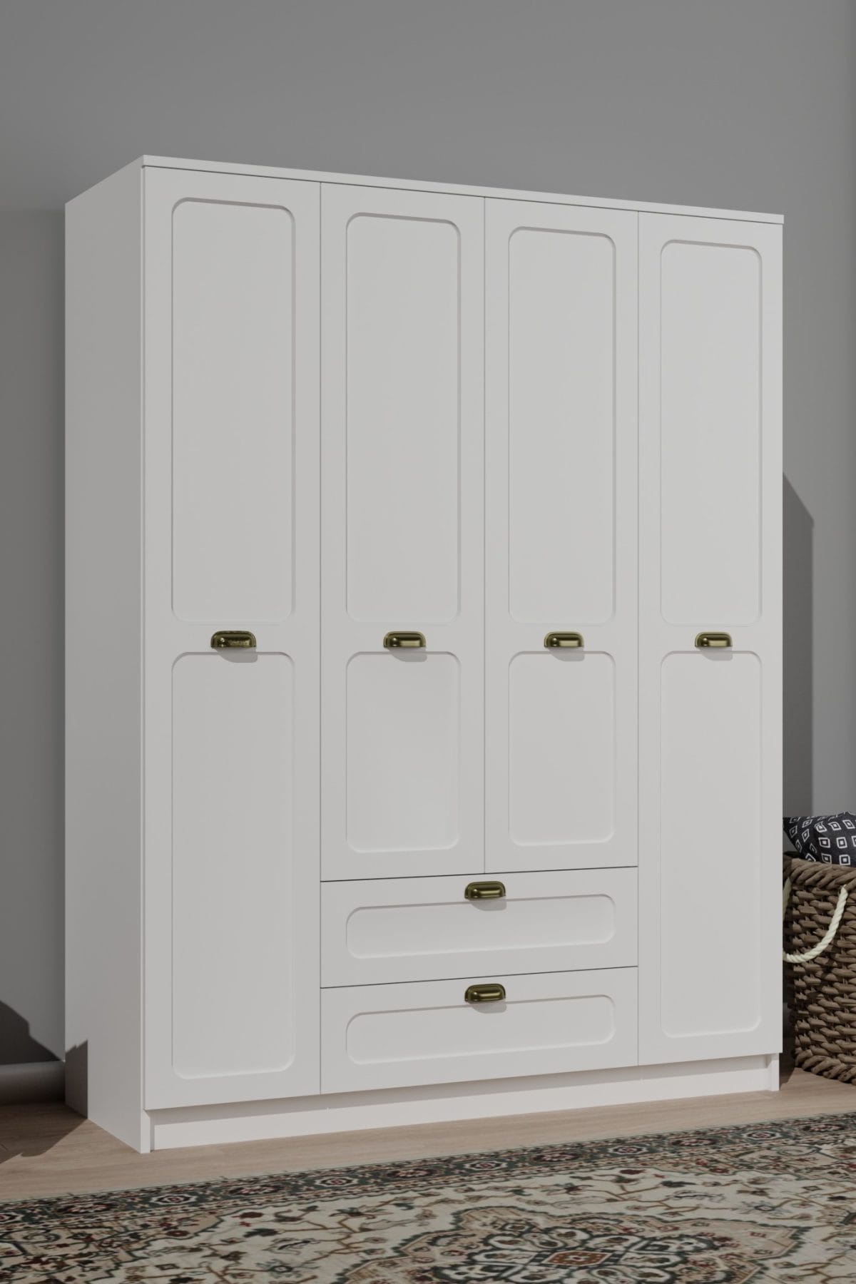 Alya 4 Kapaklı 140 Cm 11 Raflı, Askılı Elbise - Çok Amaçlı Gardırop - Görsel 3